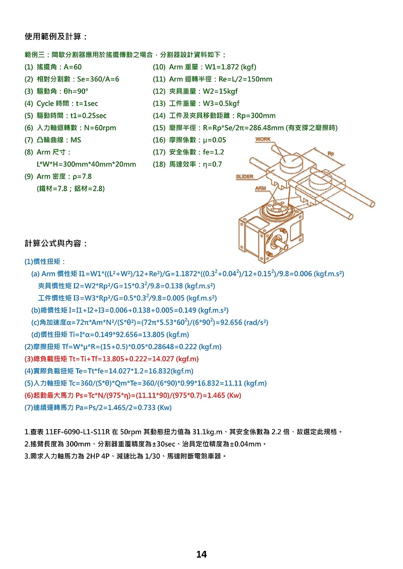 升降搖擺型分割器選型計(jì)算